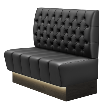TANJA | Gastrobank | B:H 100 x 103 cm | Schwarz | Chesterfield | Leder | LED