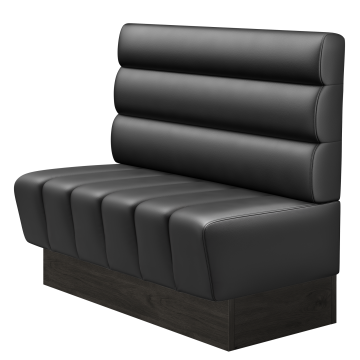 TANJA | Gastrobank | B:H 100 x 103 cm | Schwarz | Horizontal Gestreift Rund | Leder