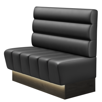 TANJA | Gastrobank | B:H 100 x 103 cm | Schwarz | Horizontal Gestreift Rund | Leder | LED