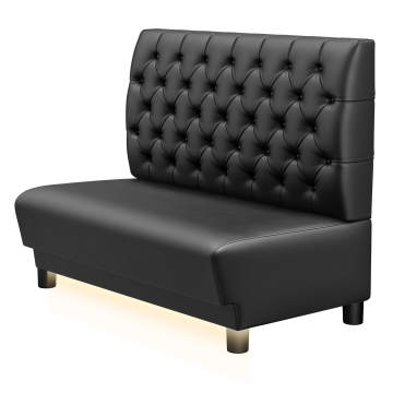 TATJANA | Gastro Lounge Bank | B:H 100 x 94 cm | Schwarz | Chesterfield | Leder | LED