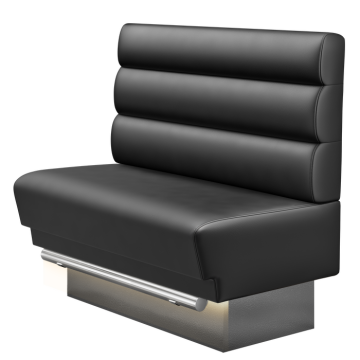 TATJANA | Gastro Hochbank | B:H 100 x 136 cm | Schwarz | Horizontal Gestreift Rund | Leder | LED