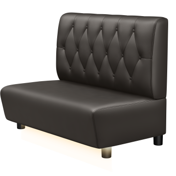 DENVER BIG | Gastro Lounge Bank | B:H 100 x 94 cm | Braun | Chesterfield Raute | Leder | LED