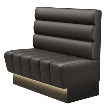 TANJA | Gastrobank | B:H 100 x 103 cm | Braun | Horizontal Gestreift Rund | Leder | LED