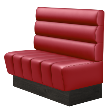 TANJA | Gastrobank | B:H 100 x 103 cm | Rot | Horizontal Gestreift Rund | Leder