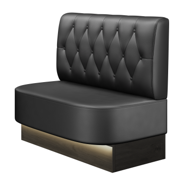 THOMAS | Gastrobank | B:H 100 x 103 cm | Schwarz | Chesterfield Raute | Leder | LED