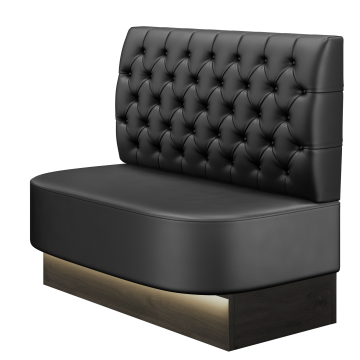 THOMAS | Gastrobank | B:H 100 x 103 cm | Schwarz | Chesterfield | Leder | LED