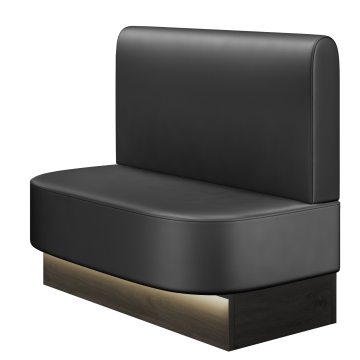 THOMAS | Gastrobank | B:H 100 x 103 cm | Schwarz | Glatt/ Rund | Leder | LED