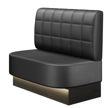 THOMAS | Gastrobank | B:H 100 x 103 cm | Schwarz | Blocks | Leder | LED