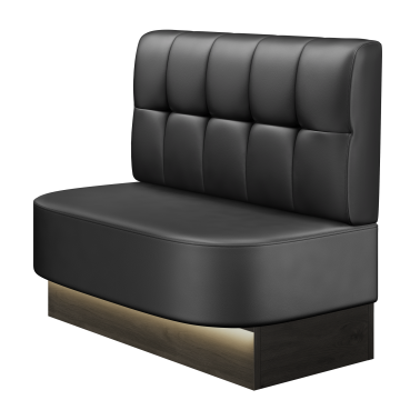 THOMAS | Gastrobank | B:H 100 x 103 cm | Schwarz | Button | Leder | LED