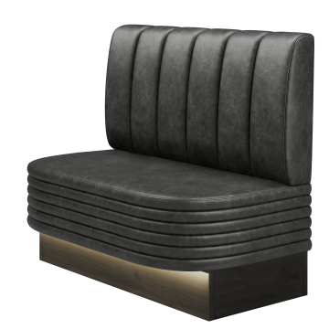MATTHIAS | Gastrobank | B:H 100 x 103 cm | Schwarz | Gestreift | Wildleder | LED