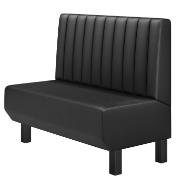 Wagner | Gastrobank | B:H 100 x 100 cm | Schwarz | Gestreift Doppelnahnt 24cm | Leder | Möbelfuß Sch