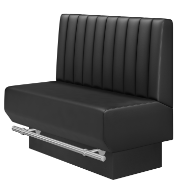 Wagner | Gastrobank | B:H 100 x 100 cm | Schwarz | Gestreift Doppelnahnt 24cm | Leder | Fußleiste Sc