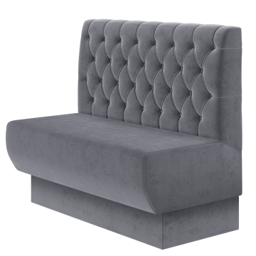 Meyer | Gastrobank | B:H 100 x 100 cm | Grau | Chesterfield | Samt | Fußleiste Blau