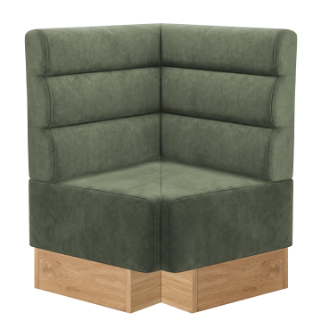 Melissa | Gastro Eckbank | B:T 64 x 103 cm | Grün | Horizontal Gestreift | Samt | Fußleiste Eiche
