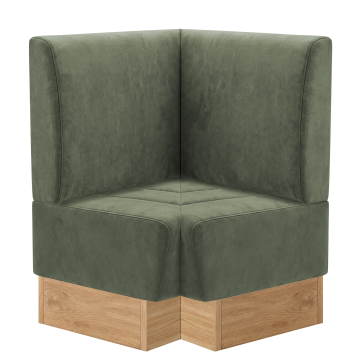 Tanja | Gastro Eckbank | B:T 64 x 103 cm | Grün | Glatt | Samt | Fußleiste Eiche