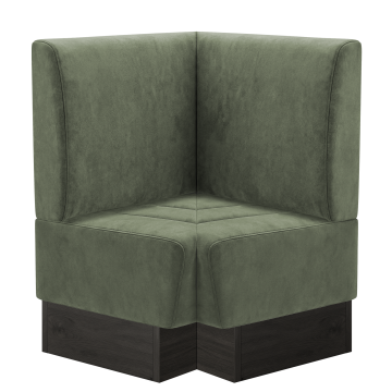 Tanja | Gastro Eckbank | B:T 64 x 103 cm | Grün | Glatt | Samt | Fußleiste Wenge