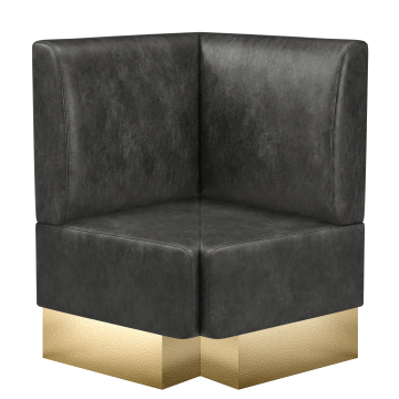Melissa | Gastro Eckbank | B:T 64 x 103 cm | Schwarz | Glatt | Wildleder | Fußleiste Gold