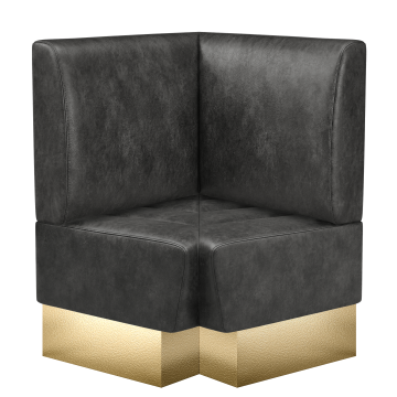 Tanja | Gastro Eckbank | B:T 64 x 103 cm | Schwarz | Glatt | Wildleder | Fußleiste Gold
