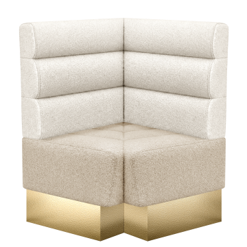 Tanja | Gastro Eckbank | B:T 64 x 103 cm | Creme | Horizontal Gestreift | Teddystoff | Fußleiste Gol