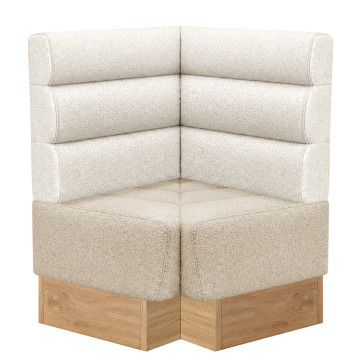 Tanja | Gastro Eckbank | B:T 64 x 103 cm | Creme | Horizontal Gestreift | Teddystoff | Fußleiste Eic
