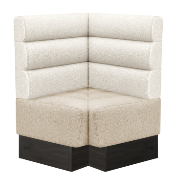 Tanja | Gastro Eckbank | B:T 64 x 103 cm | Creme | Horizontal Gestreift | Teddystoff | Fußleiste Wen