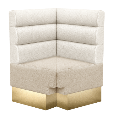 Tatjana | Gastro Eckbank | B:T 64 x 103 cm | Creme | Horizontal Gestreift | Teddystoff | Fußleiste G