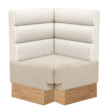 Tatjana | Gastro Eckbank | B:T 64 x 103 cm | Creme | Horizontal Gestreift | Teddystoff | Fußleiste E