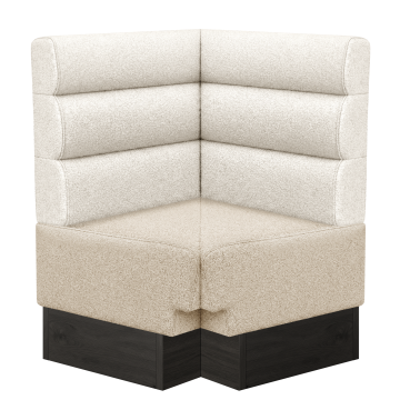 Tatjana | Gastro Eckbank | B:T 64 x 103 cm | Creme | Horizontal Gestreift | Teddystoff | Fußleiste W