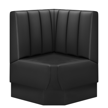 Meyer | Gastro Eckbank | B:H 64 x 100 cm | Schwarz | Gestreift Doppelnahnt 24cm | Leder | Fußleiste