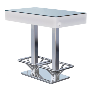 COOZY | LED Club Standing Table | W:H:D 120 x 70 x 114.5 cm | RGB / Battery | with Foot Ring | Rectangular