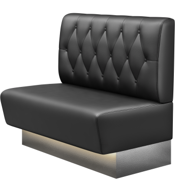 DENVER BIG | Gastrobank | B:H 100 x 103 cm | Schwarz | Chesterfield Raute | Leder | LED
