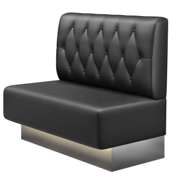 MELISSA | Gastrobank | B:H 100 x 103 cm | Schwarz | Chesterfield Raute | Leder | LED