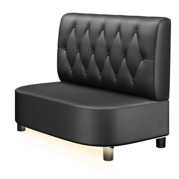 THOMAS | Gastro Lounge Bank | B:H 100 x 94 cm | Schwarz | Chesterfield Raute | Leder | LED