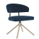 Sara | Fauteuil Hôtel | Bleu | Velours | Rotation | Structure Blanche