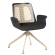 Romy | Bistrostoel | Zwart | Fluweel | Eiken rotan | Draaivoet wit