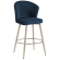LYNN | Hotel Barhocker | Blau | Samt | Gestell Weiß
