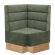 Melissa | Gastro Eckbank | B:T 64 x 103 cm | Grün | Horizontal Gestreift | Samt | Fußleiste Eiche