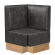 Melissa | Gastro Eckbank | B:T 64 x 103 cm | Schwarz | Glatt | Wildleder | Fußleiste Eiche