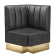 Melissa | Gastro Eckbank | B:T 64 x 103 cm | Schwarz | Gestreift | Wildleder | Fußleiste Gold
