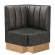 Melissa | Gastro Eckbank | B:T 64 x 103 cm | Schwarz | Gestreift | Wildleder | Fußleiste Eiche
