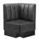 Melissa | Gastro Eckbank | B:T 64 x 103 cm | Schwarz | Gestreift | Wildleder | Fußleiste Wenge