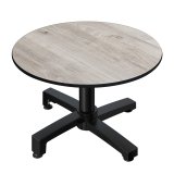 CPBC | Compact Loungetisch | Ø:H 60 x 38 cm | Eiche-Weiß / Aluminium Schwarz | Klappbar | Zusatzgewicht