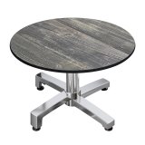 CPBC | Compact Loungetisch | Ø:H 70 x 38 cm | Rustikal Kiefer / Aluminium | Klappbar | Zusatzgewicht