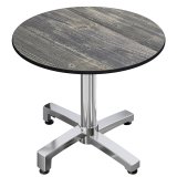 CPBC | HPL Bistro Tafel | Ø: H 60 x 78 cm | Ruw Noordse den / Aluminium | Klapbaar + Extra gewicht | Rond
