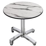 CPBC | Tavolo Bistro HPL | Ø: H 60 x 78 cm | Marmo bianco / Alluminio | Pieghevole + peso aggiuntivo | Tondo