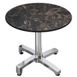 CPBC | HPL Bistro Tisch | Ø:H 60 x 78 cm | Cappuccino-Marmor / Aluminium | Zusatzgewicht | Rund
