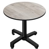 CPBC | HPL Bistrotafel | Ø: H 60 x 78 cm | Eiken-Wit / Zwart Aluminium | Extra gewicht | Rond