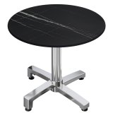 CPBC | HPL Bistro Tisch | Ø:H 70 x 78 cm | Schwarz Marmor / Aluminium | Zusatzgewicht | Rund