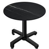 CPBC | HPL Bistro Tafel | Ø: H 60 x 78 cm | Zwart Marmer / Aluminium | Extra gewicht | Rond