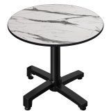 CPBC | HPL Bistro Tafel | Ø: H 60 x 78 cm | Wit Marmer / Aluminium | Extra Gewicht | Rond